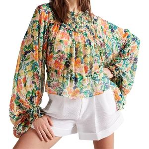 Ted Baker printed floral blouse with tie waist